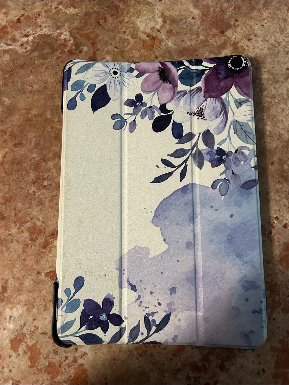 Purple Floral Tablet Folio Case - White & Purple